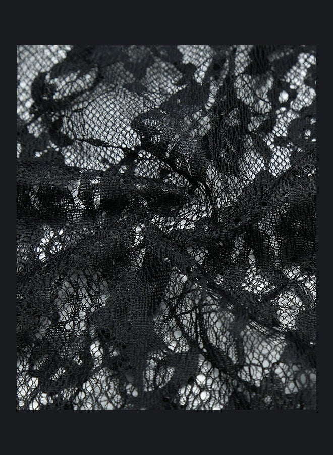 Lace Detail Dress Black - Image 3