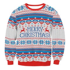 ماركة غير محددة سويت شيرت بطبعة "Merry Christmas" رمادي/ أزرق/ أحمر  - Image 2