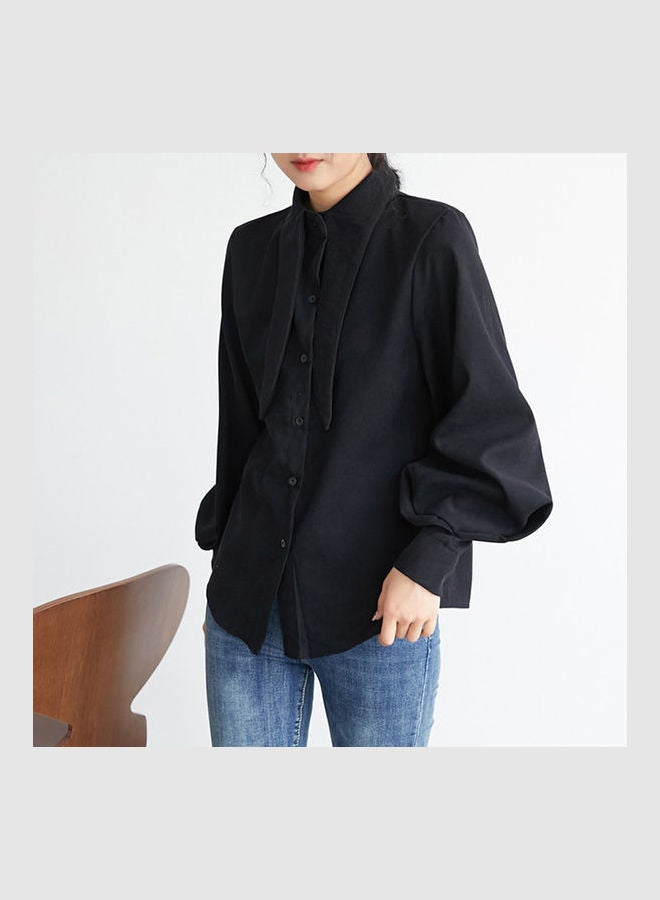 Solid Cotton Shirt Black - Image 1