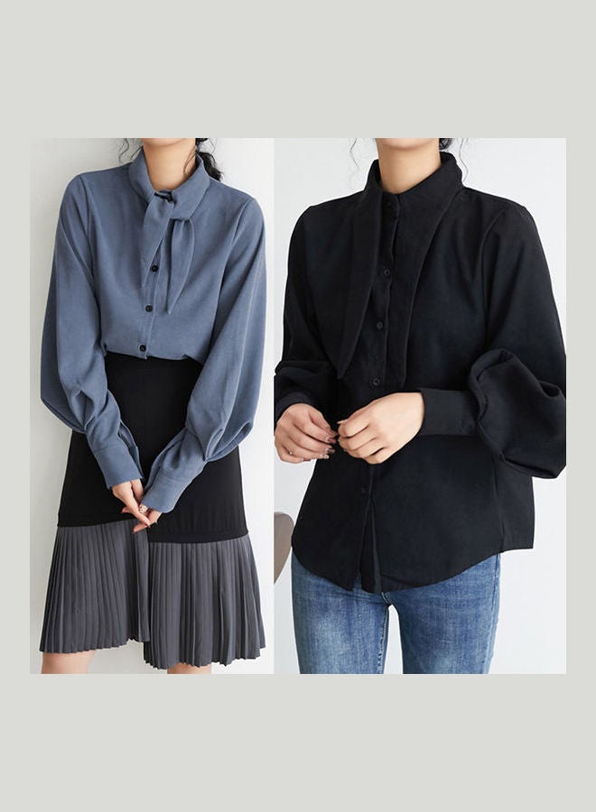 Solid Cotton Shirt Black - Image 5