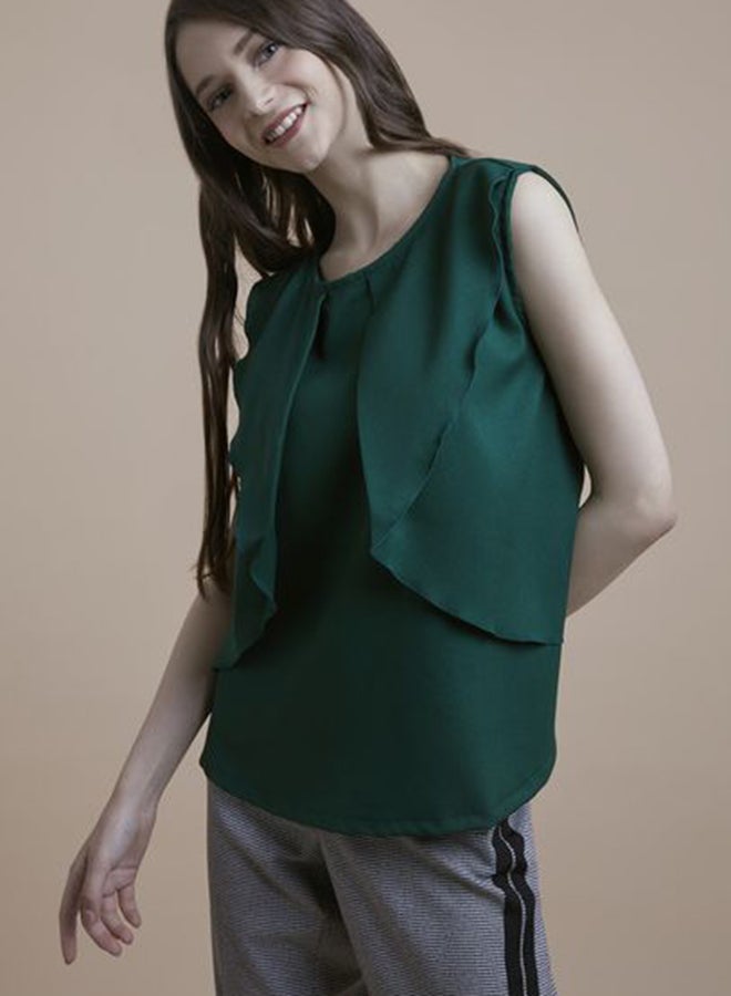 Aila Solid Design Sleeveless Top Green - Image 1