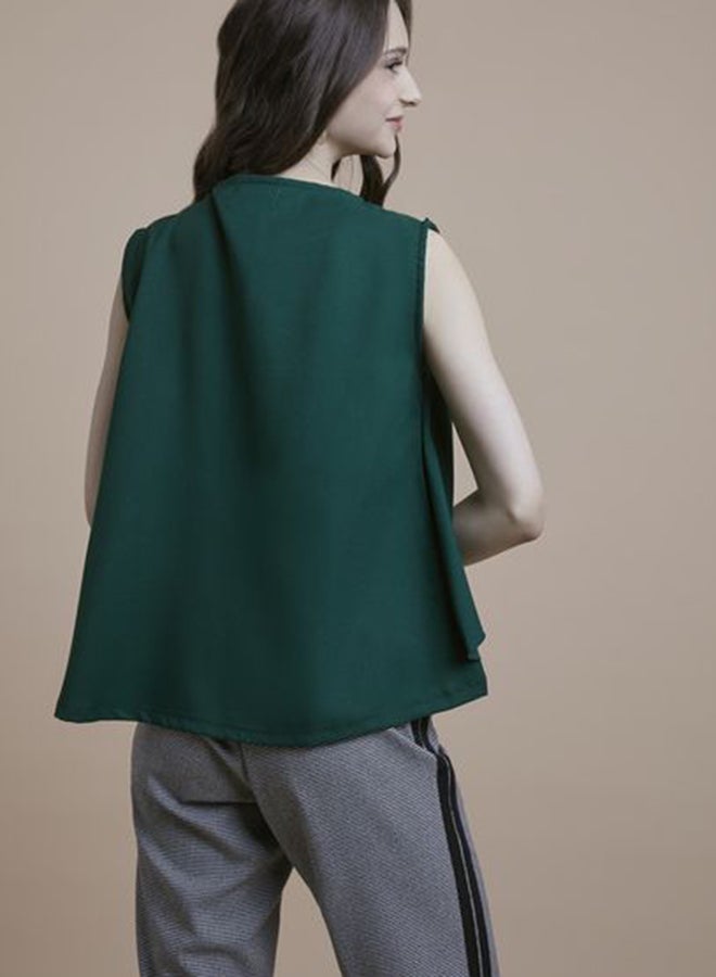 Aila Solid Design Sleeveless Top Green - Image 2