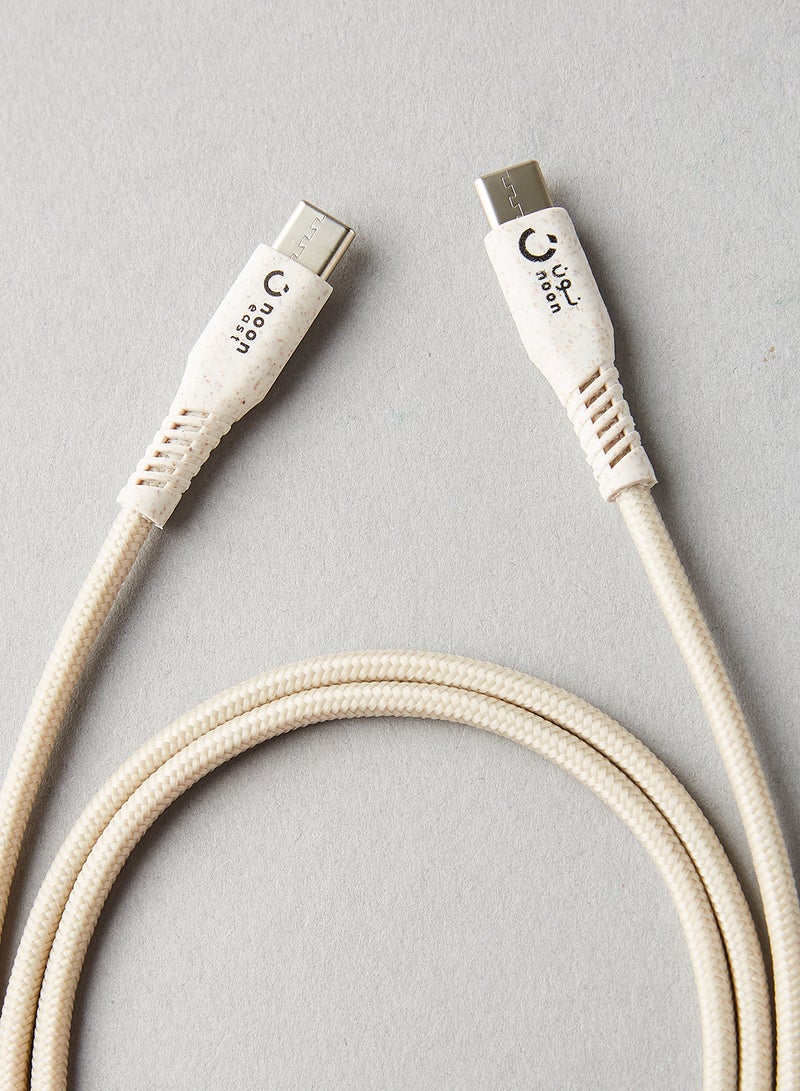 Type-C to Type-C Data Sync And Charging Cable - plug and play - 1.5meter Off White / Straw