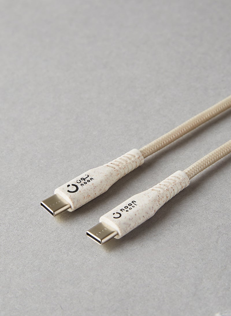 Type-C to Type-C Data Sync And Charging Cable - plug and play - 1.5meter Off White / Straw