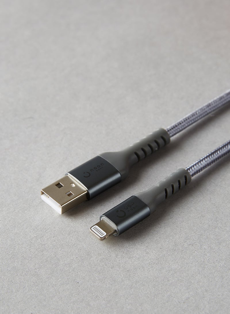 USB To Lightning Data Sync And Charging Cable For iPhone 1.5meter Grey/Silver