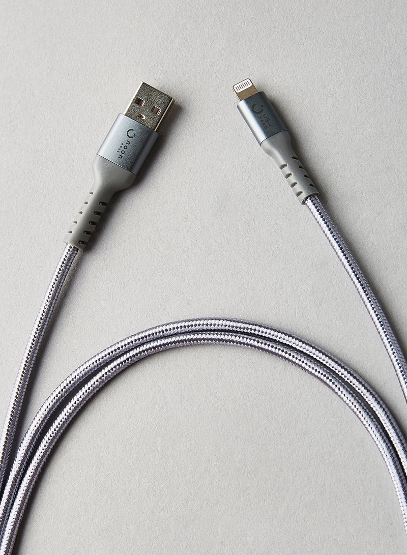 USB To Lightning Data Sync And Charging Cable For iPhone 1.5meter Grey/Silver