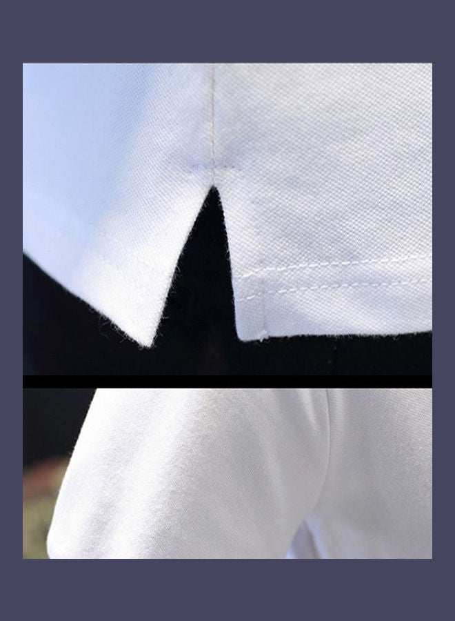 Solid V Neck T-Shirt White - Image 5