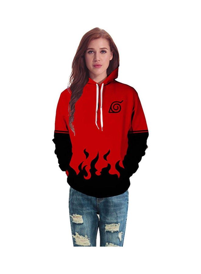 3D Graphic Printed Hoodie Red/Black - Image 3