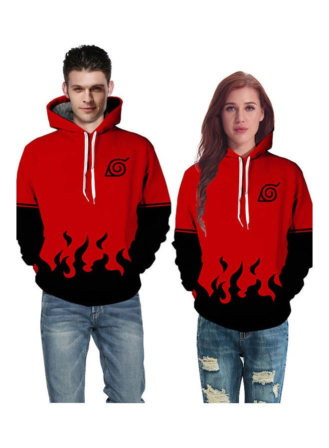 3D Graphic Printed Hoodie Red/Black - Image 4