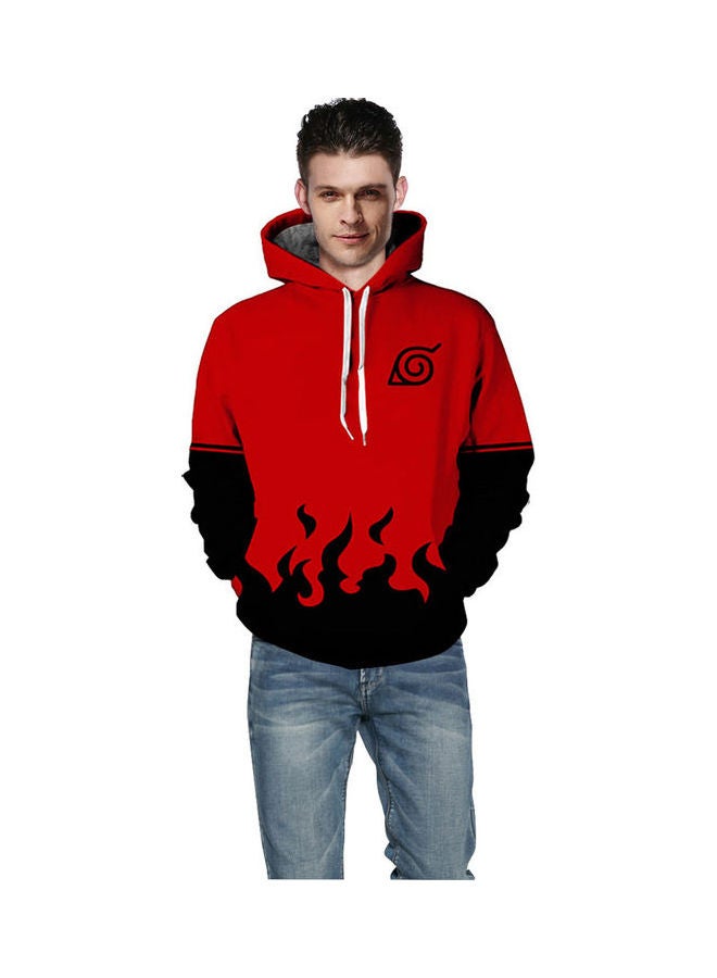3D Graphic Printed Hoodie Red/Black - Image 2
