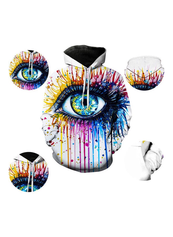3D Graphic Printed Hoodie Yellow/Blue/White - Image 2