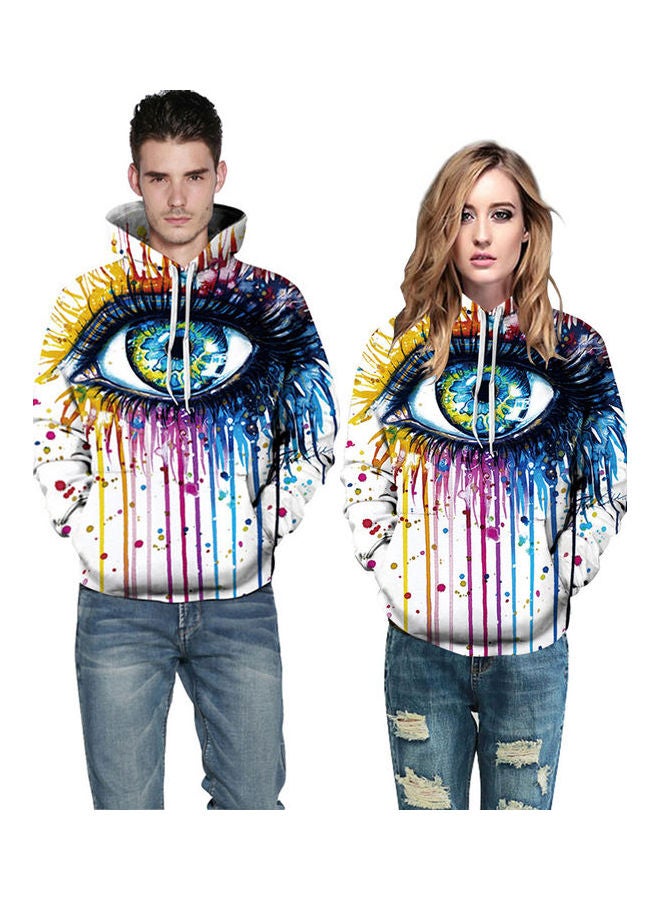 3D Graphic Printed Hoodie Yellow/Blue/White - Image 3