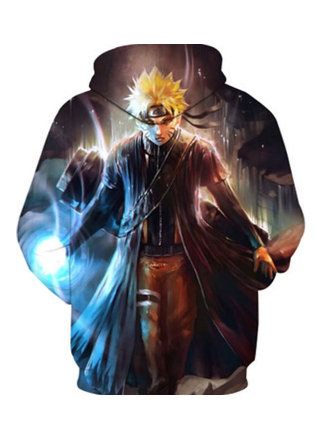 3D Graphic Printed Hoodie Blue/Beige/Black - Image 2