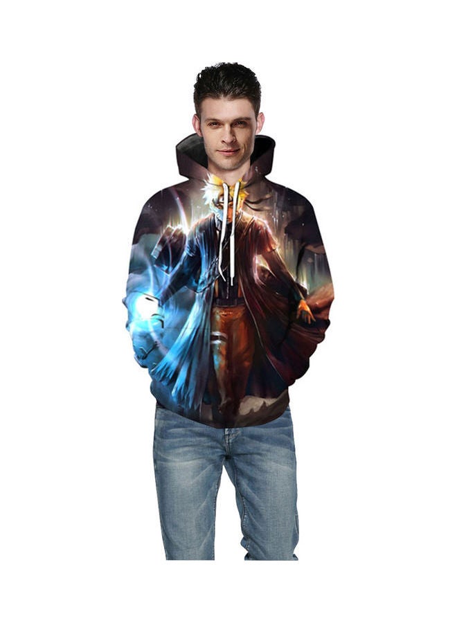 3D Graphic Printed Hoodie Blue/Beige/Black - Image 3