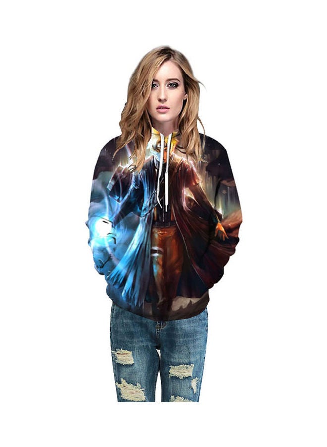 3D Graphic Printed Hoodie Blue/Beige/Black - Image 4