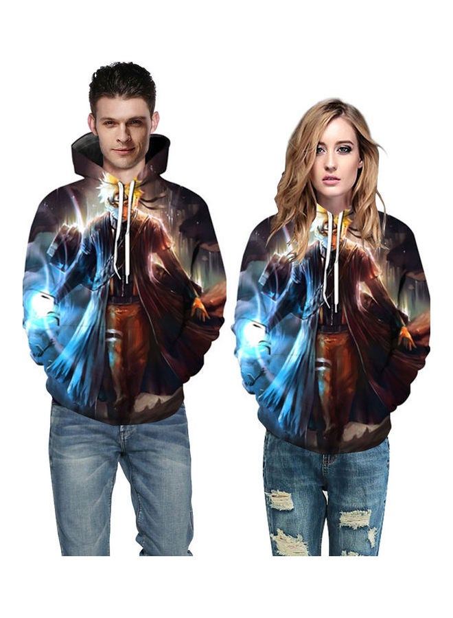 3D Graphic Printed Hoodie Blue/Beige/Black - Image 5