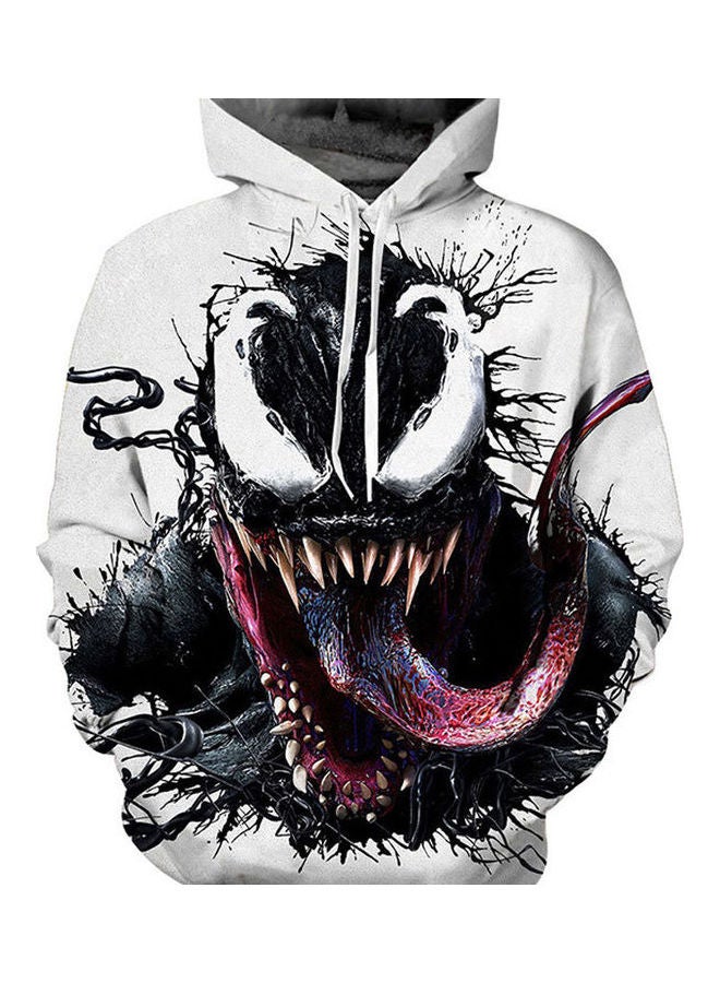 3D Graphic Printed Hoodie White/Black/Pink - Image 1