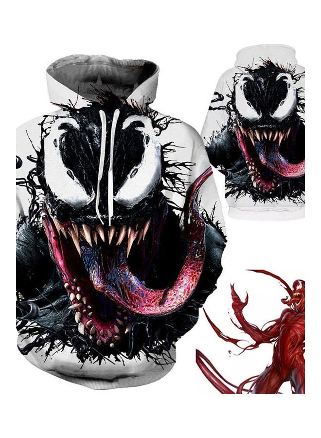3D Graphic Printed Hoodie White/Black/Pink - Image 3
