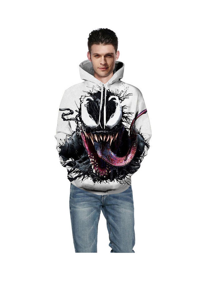 3D Graphic Printed Hoodie White/Black/Pink - Image 4