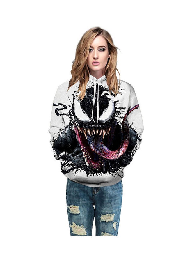 3D Graphic Printed Hoodie White/Black/Pink - Image 5