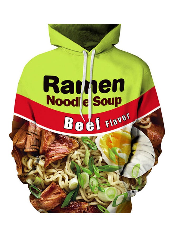 Printed Hoodie Green/Red/White - Image 1