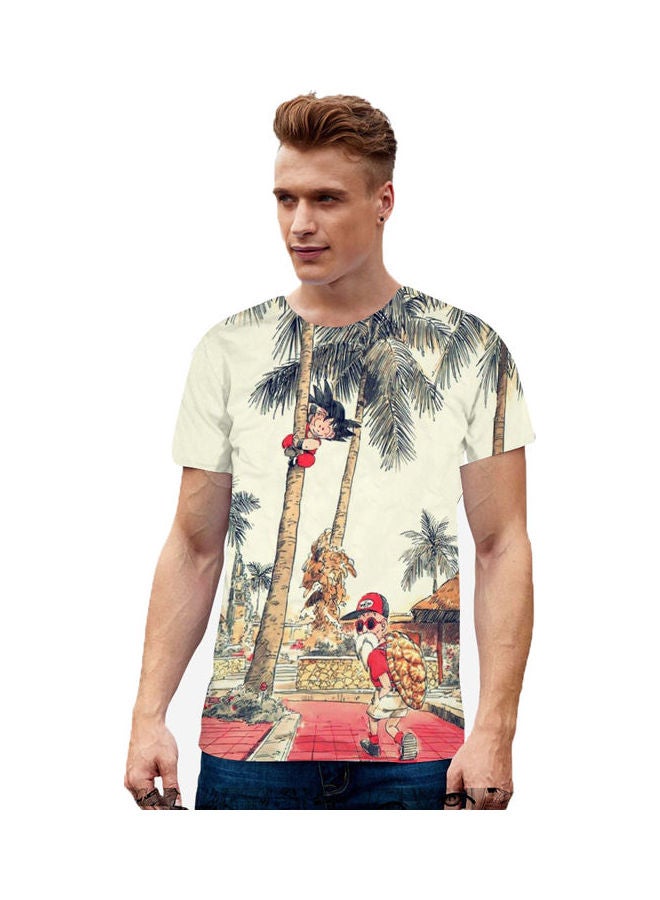 3D Cartoon Figure Pattern Short Sleeves T-Shirt White  - Image 1