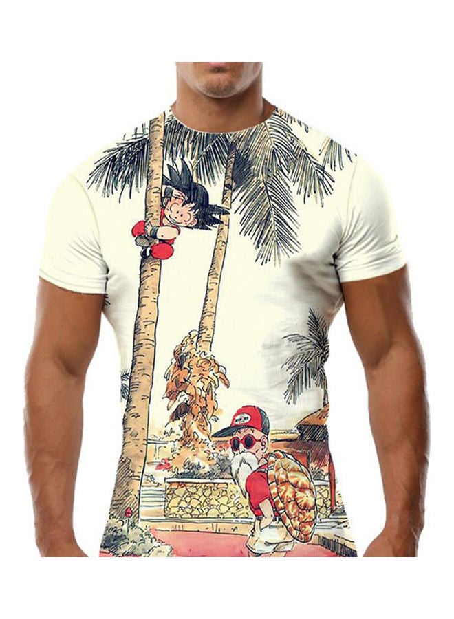 3D Cartoon Figure Pattern Short Sleeves T-Shirt White  - Image 2