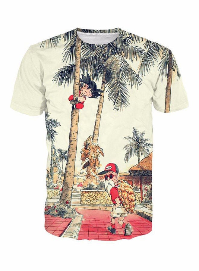 3D Cartoon Figure Pattern Short Sleeves T-Shirt White  - Image 3