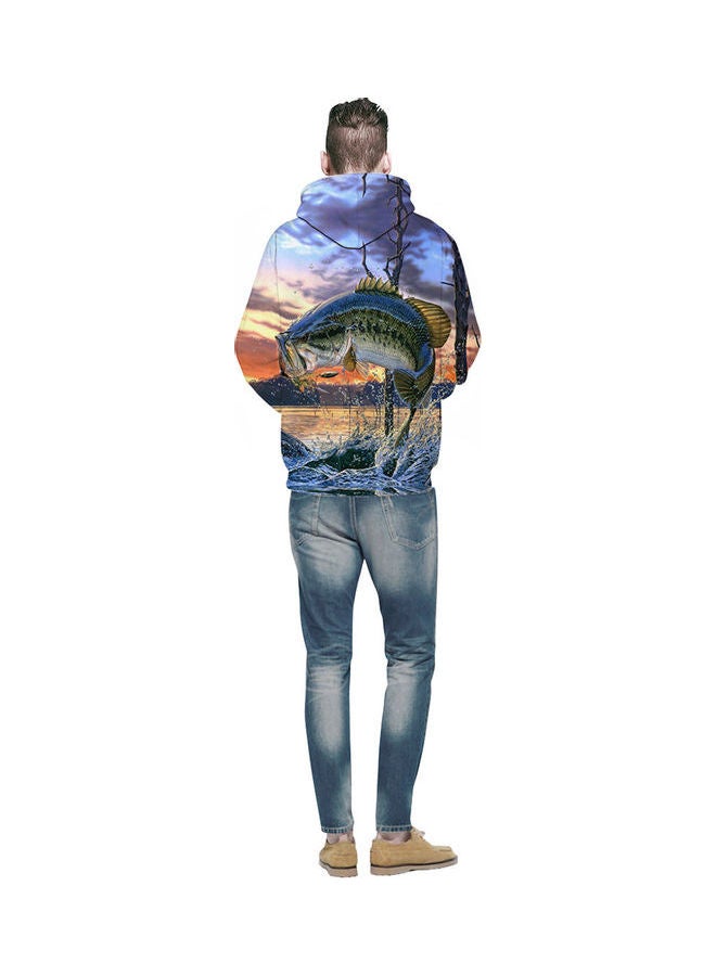 3D Undersea World Printed Hoodie Blue/Green/Orange - Image 4