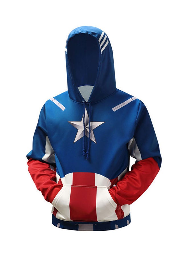 Captain America Printed Hoodie Blue/Red/White - Image 1