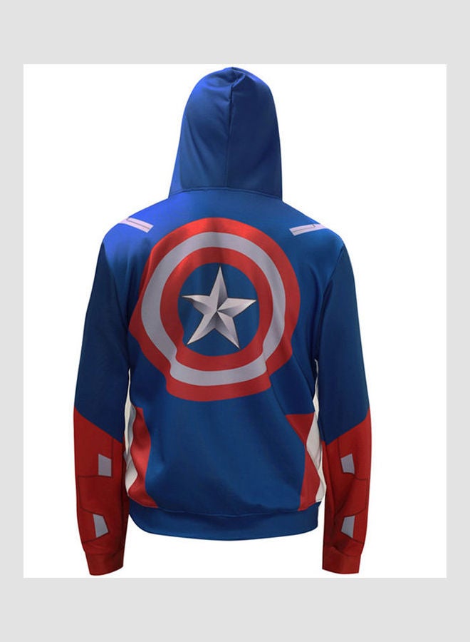 Captain America Printed Hoodie Blue/Red/White - Image 2