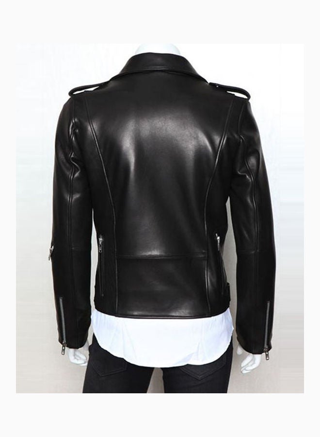 Motorcycle PU Leather Jacket Black - Image 5