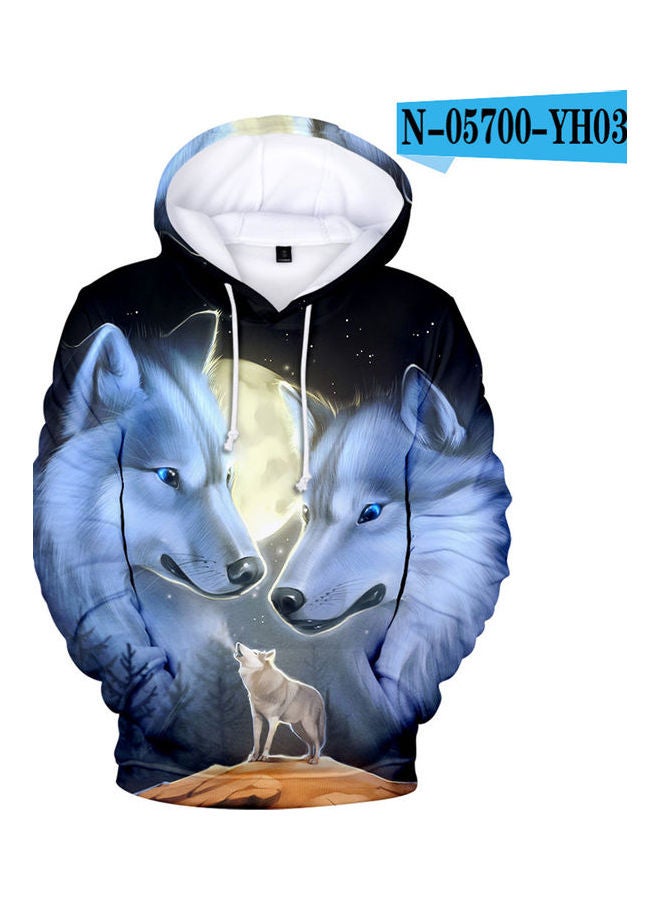 Wolf Digital Printed Hoodies Blue/Black - Image 1