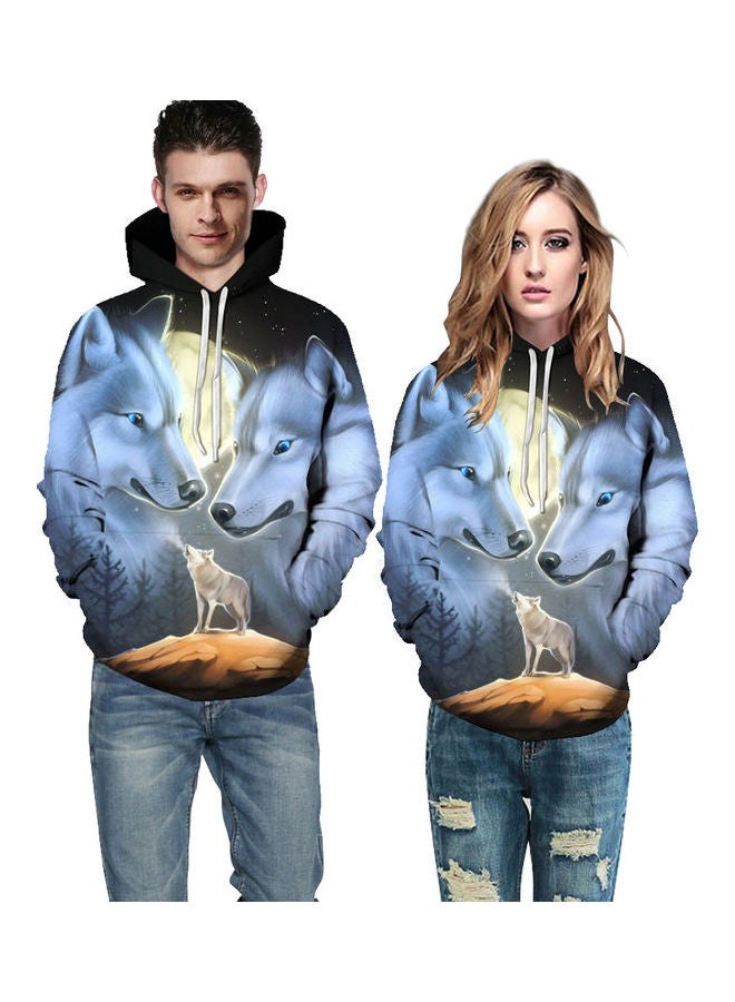 Wolf Digital Printed Hoodies Blue/Black - Image 3