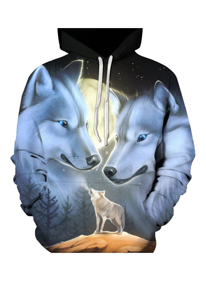 Wolf Digital Printed Hoodies Blue/Black - Image 4