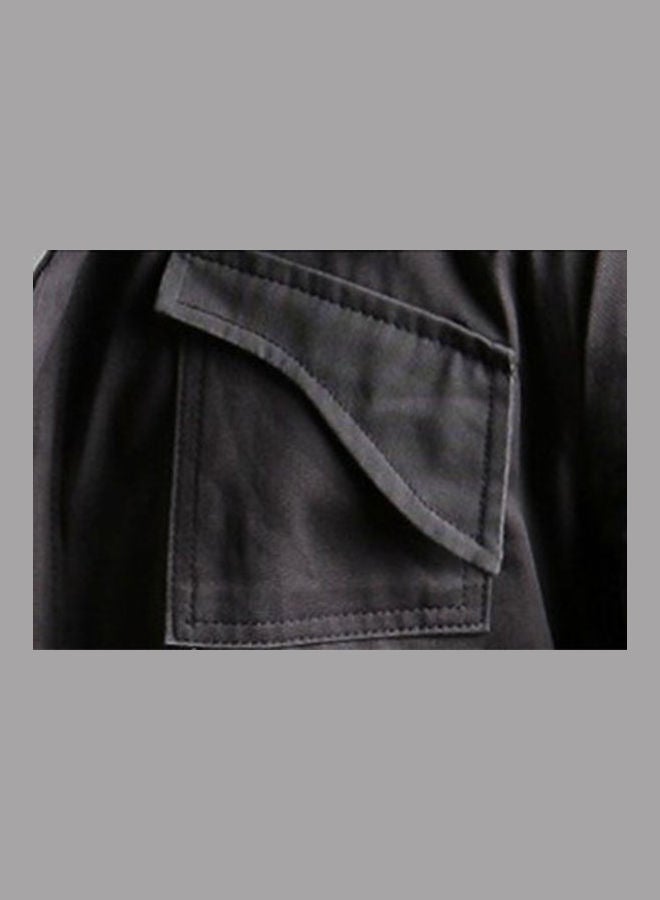 Zipper Button Lapel Jacket Gray - Image 3