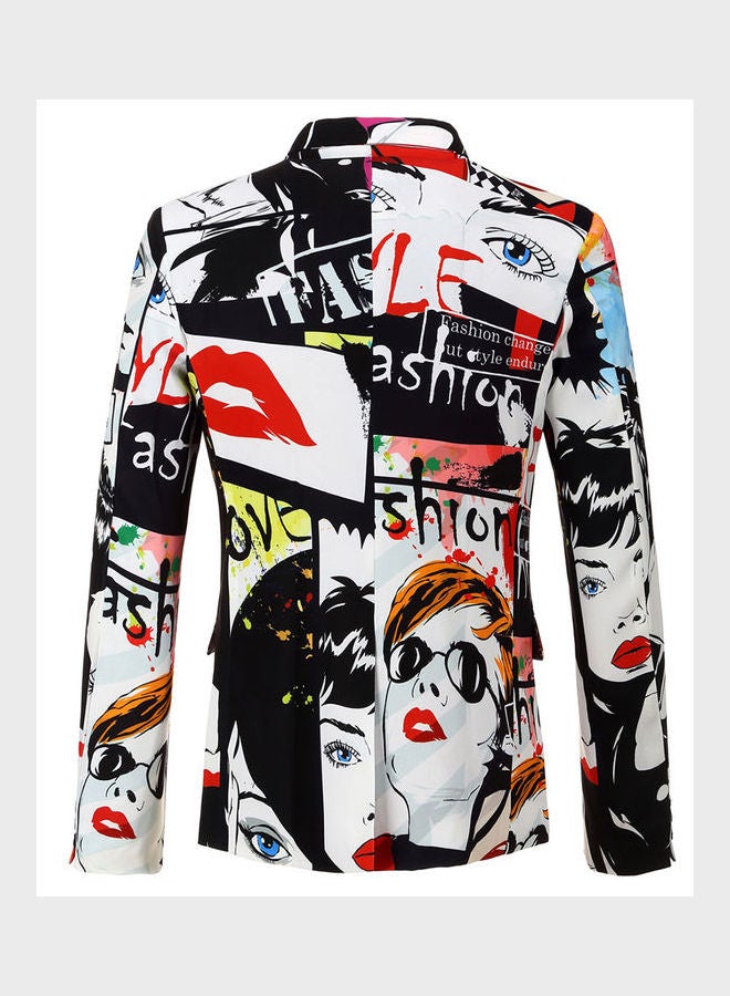 Graffiti V-Neck Blezer Multicolour - Image 4