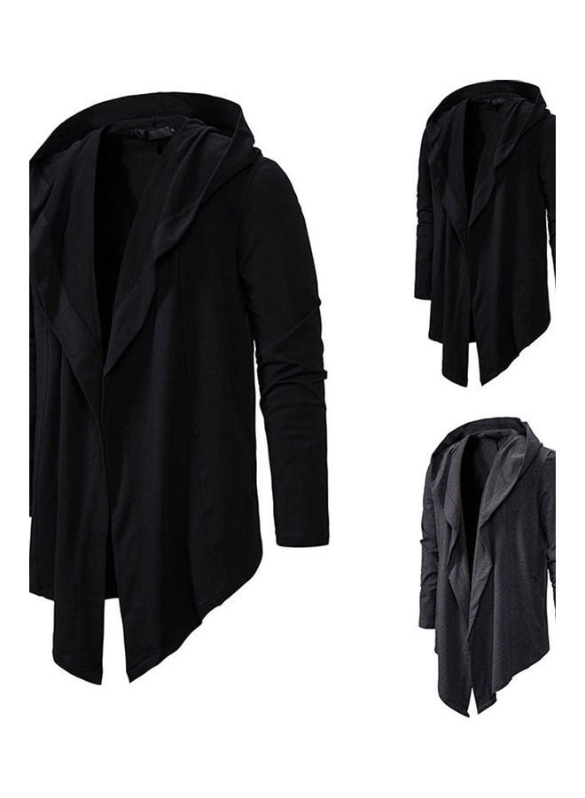 Generic - Irregular Hem Solid Hoodie Jacket Black - Image 1
