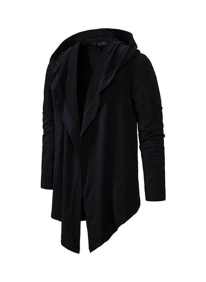 Generic - Irregular Hem Solid Hoodie Jacket Black - Image 1