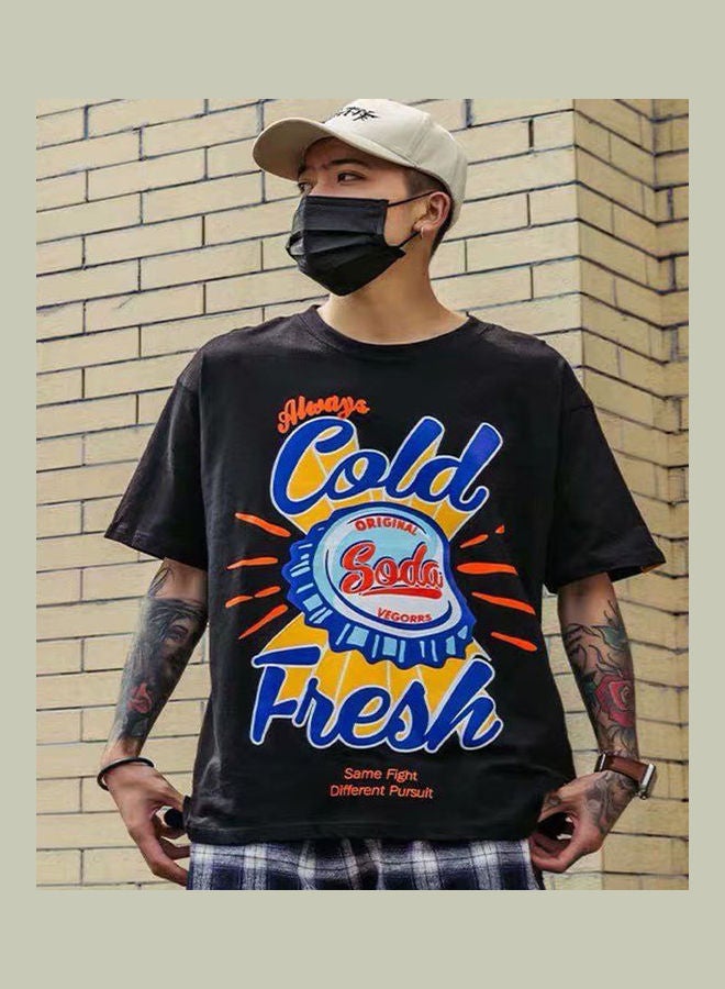 Back Printed T-shirt Black/Orange/Blue - Image 3