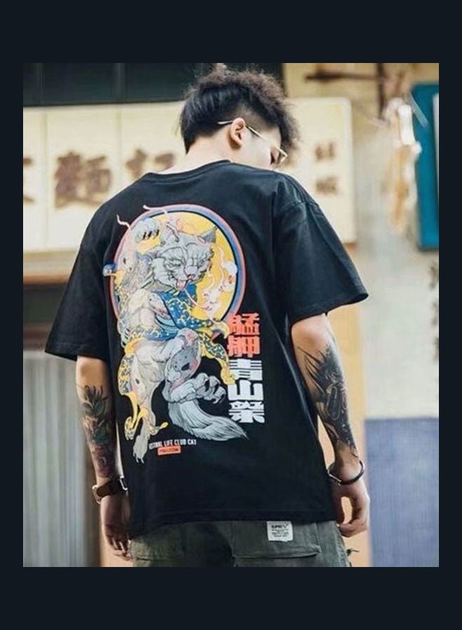 Cartoon Printed T-Shirt Black/Yellow/Grey  - Image 4