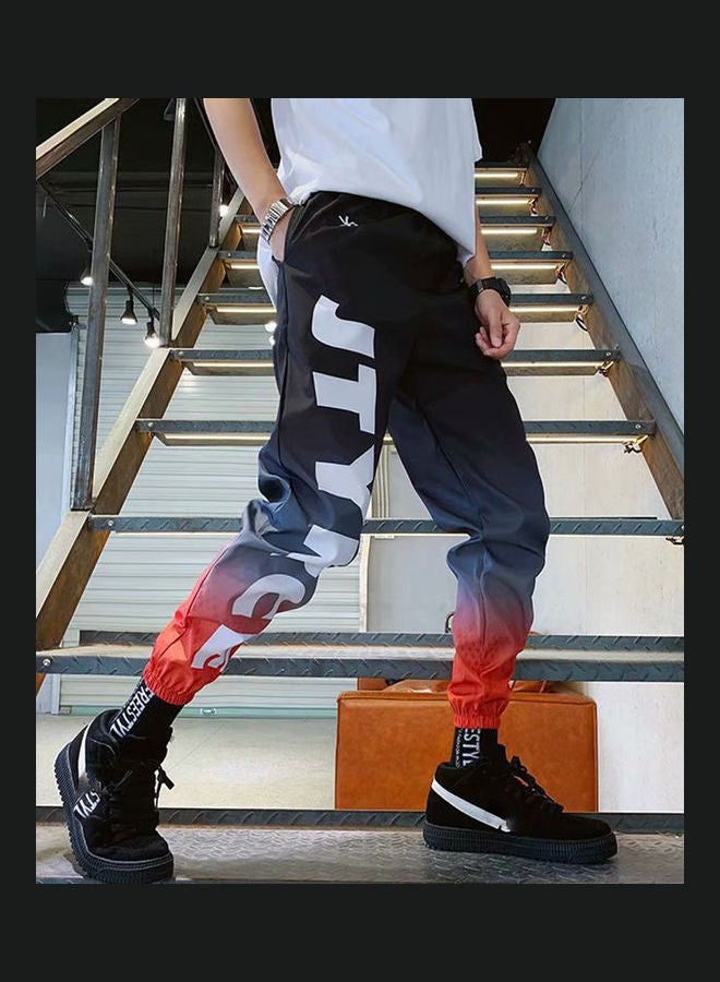 بنطال كاجوال مزين بطبعة بألوان متدرجة أسود - Image 4