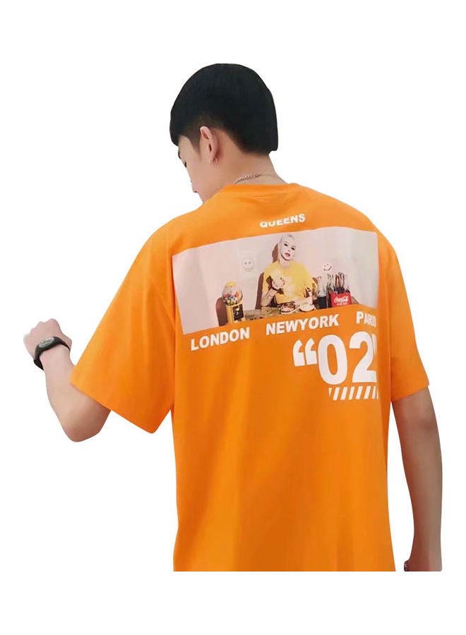 تي شيرت بأكمام قصيرة برتقالي - Image 1