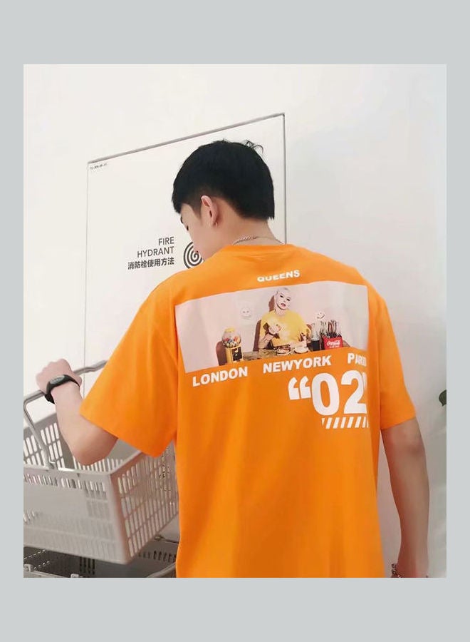 تي شيرت بأكمام قصيرة برتقالي - Image 3