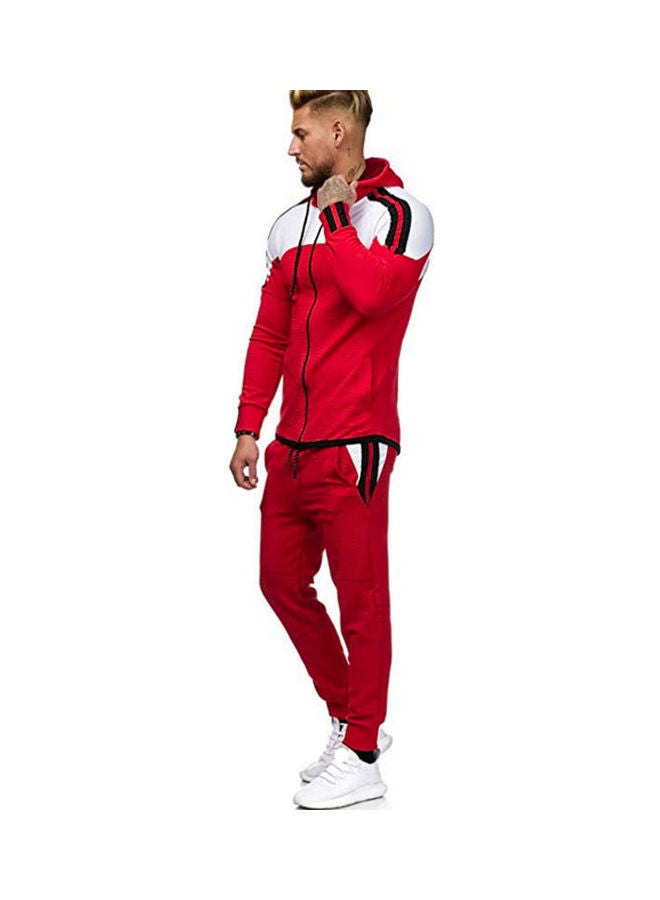 2-Piece Striped Loose Sports Sweatshirts And Pants Red/White  - Image 4
