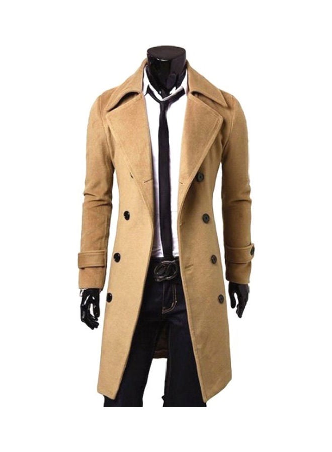 Generic - Long Sleeves Overcoat Khaki - Image 1