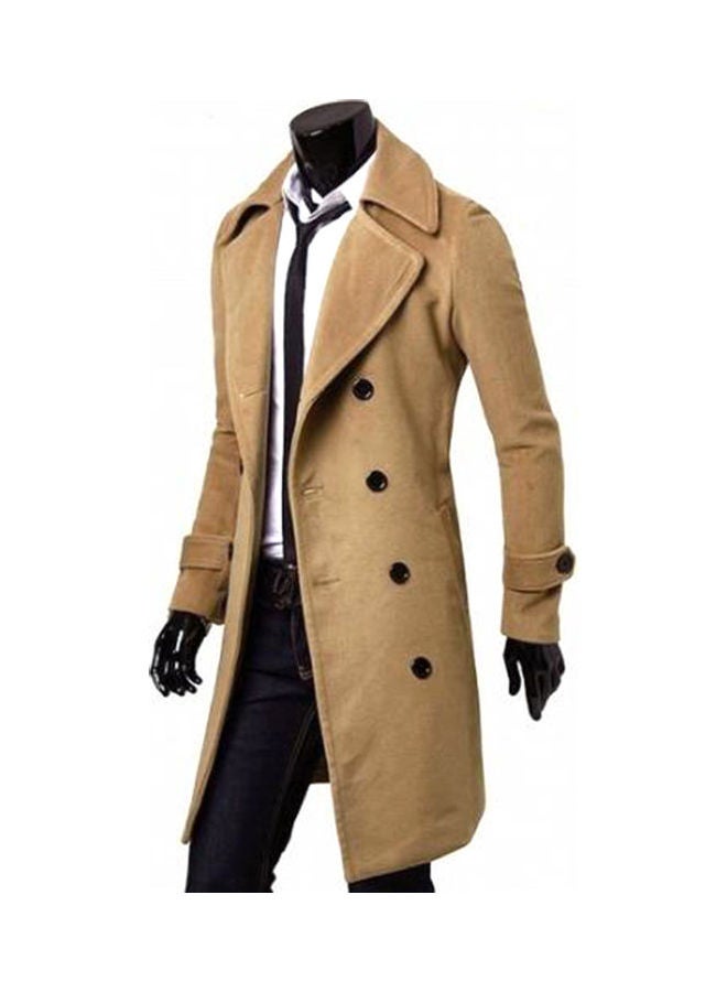 Generic - Long Sleeves Overcoat Khaki - Image 1