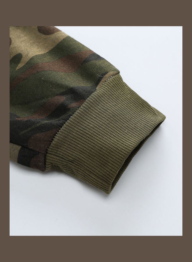 Generic - Casual Long Sleeves Pullover Sweatshirt Green Camouflage - Image 1