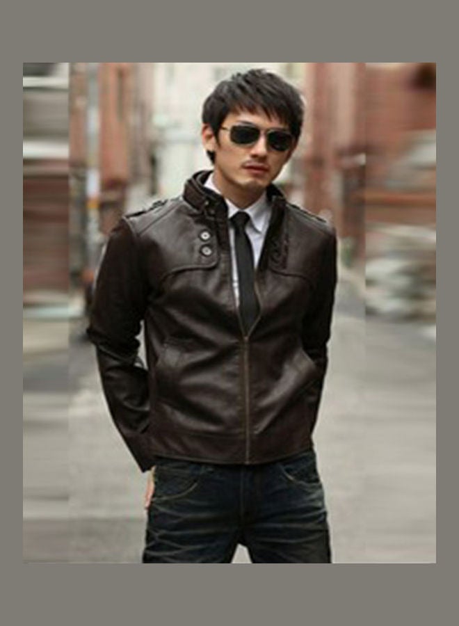 Motorcycle PU Leather Jacket Black - Image 5
