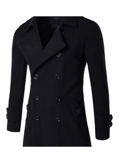 Autumn Winter Casual Overcoat Black